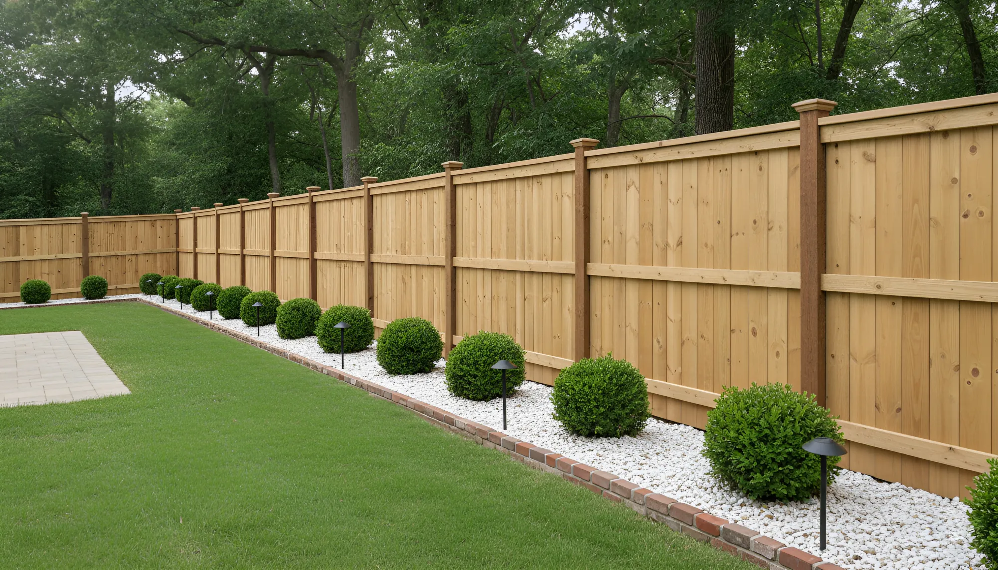 Premium Black Vinyl Fence with Lattice Top and Decorative Planters