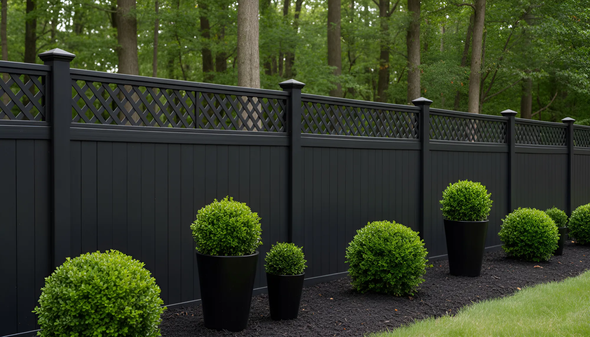 Vertical Wood Privacy Fence with Custom Landscaping